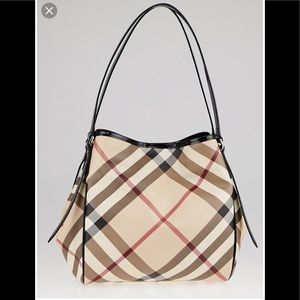 Burberry patent leather nova check tote